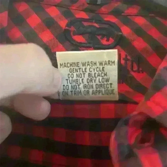 Ecko Unltd. Men's L Red Plaid Long Sleeve Button-Up Shirt Casual - Picture 4 of 6